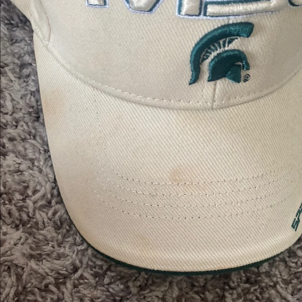 Michigan State Spartans MSU Cream and Green Cap